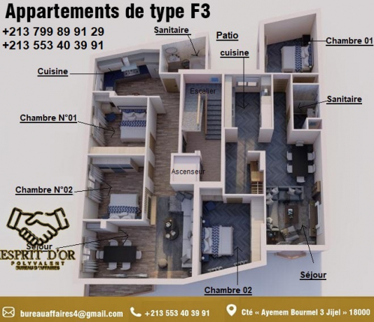 Vente Appartement F3 93 m² Jijel