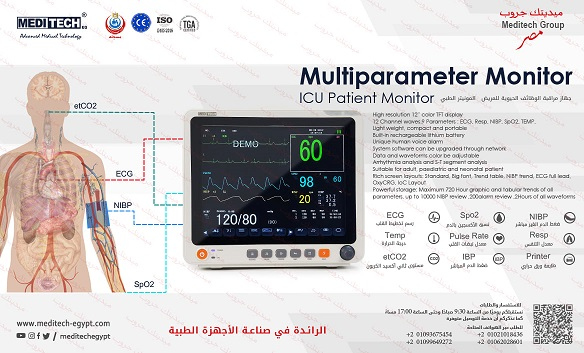 شاشة مراقبة المريض للعناية المركزة وسيارات الاسعاف