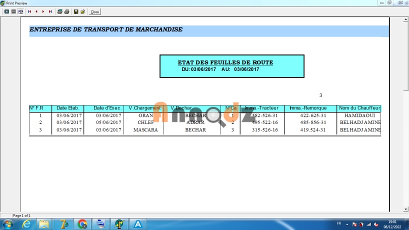 LOGICIEL FLOTTE DE MARCHANDISE