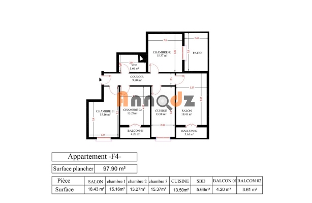 Vente Appartement F4 105 m² Alger Dely Ibrahim