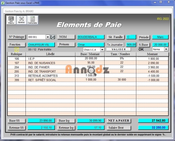 Gestion Paie Excel